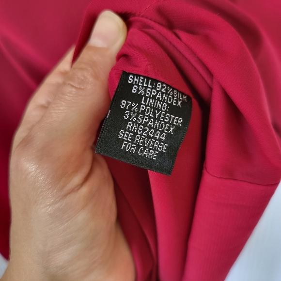 Nicole Miller silk, gathered sleeve dress, raspberry colour, size small - Picture 2 of 7